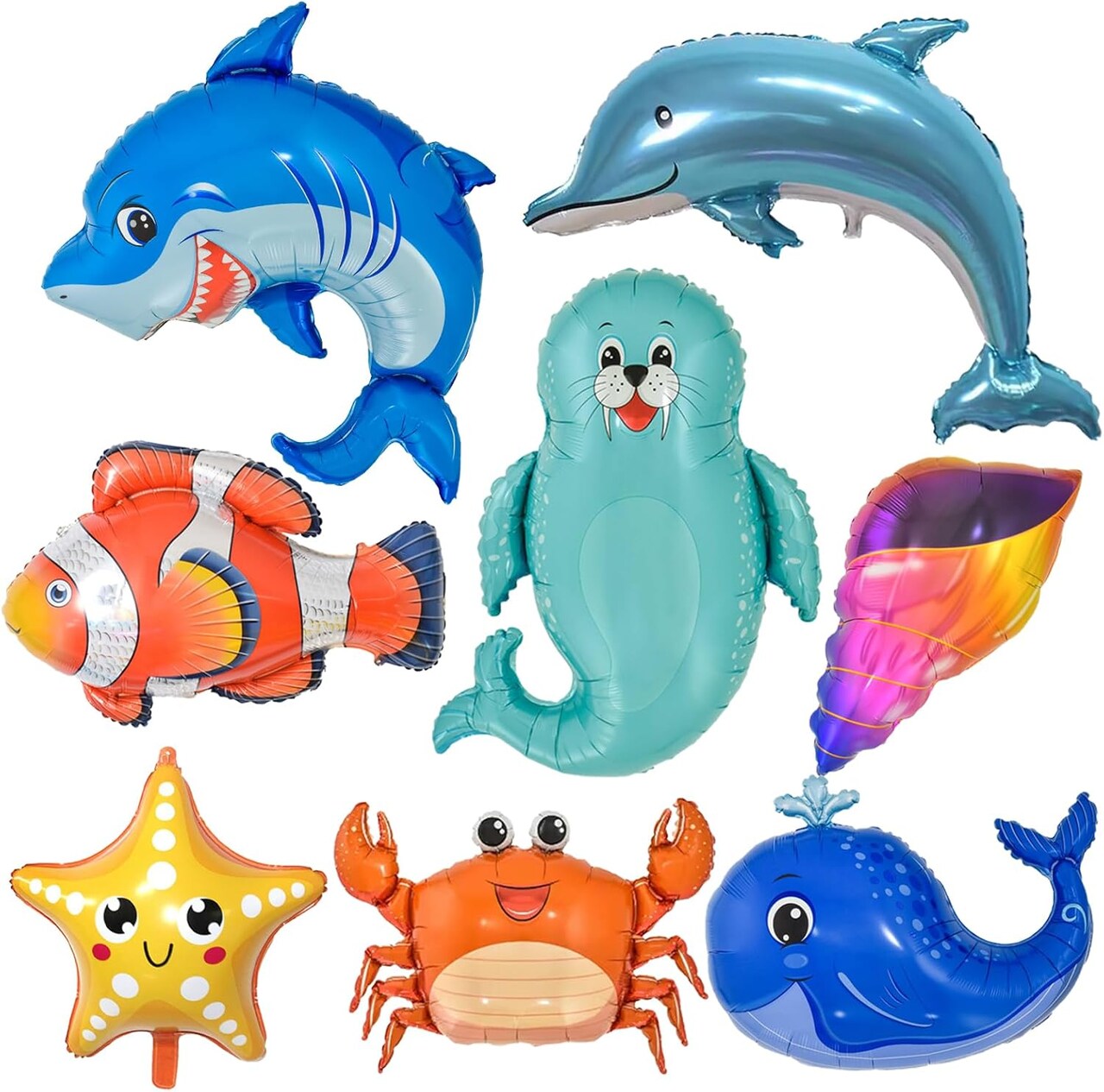 Sea Animal Balloons - Large Shark Dolphin Whale Fish Creature Foil Balloons for Under The Sea and Ocean Theme Party Decorations